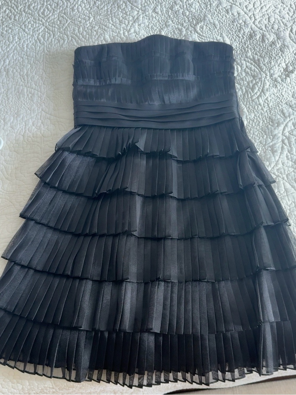 White House Black Market Black Strapless Tiered Cocktail Dress - Size 6